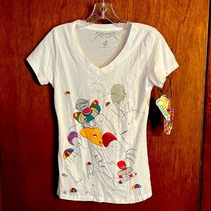 Taste  Clothing Junior   Cap Sleeve V Neck with Sparkle Embroidery